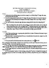 Đề thi chọn học sinh giỏi môn Sinh học 9 (Có đáp án) - Năm học 2016-2017